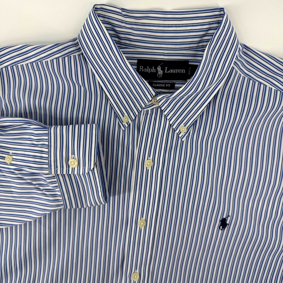 Ralph Lauren Other - Ralph Lauren Mens Classic Fit Striped Button Down Shirt Blue White XL